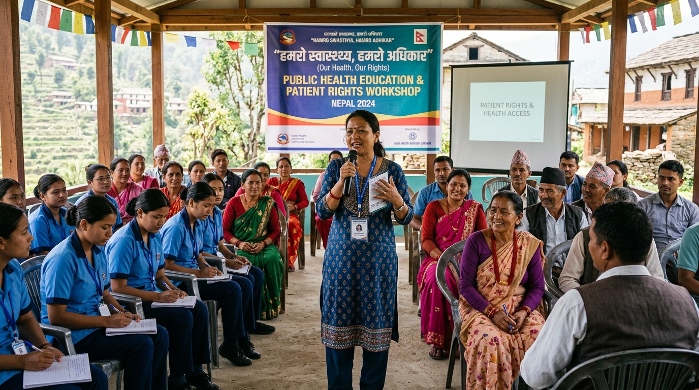 Community health education and patient rights workshop in Nepal